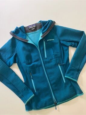 NEW Patagonia Dual Aspect Hoody Teal Aqua Quilted Hybrid Layer Fleece Jacket XS